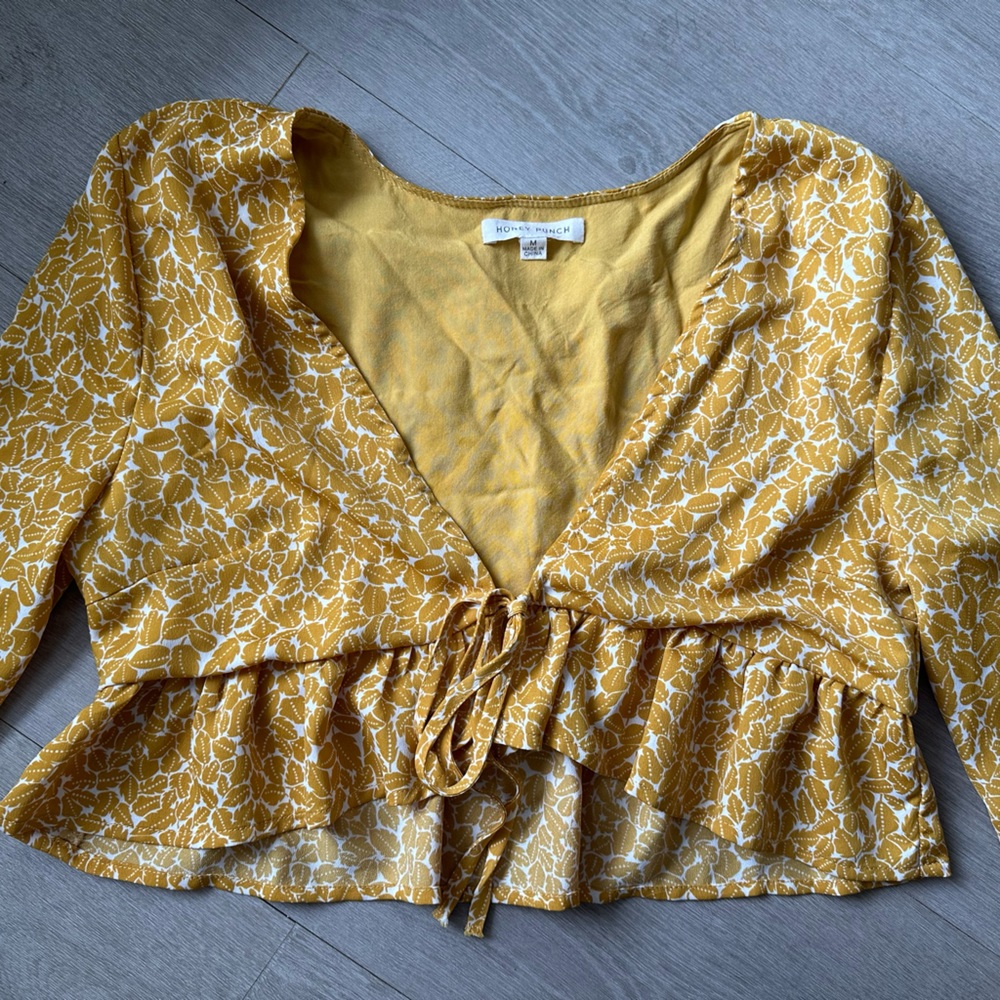 Tie front flower blouse